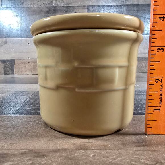 LONGABERGER Woven Traditions Pottery BUTTERNUT Yellow 1 Pint Lidded Salt Crock - Picture 6 of 6